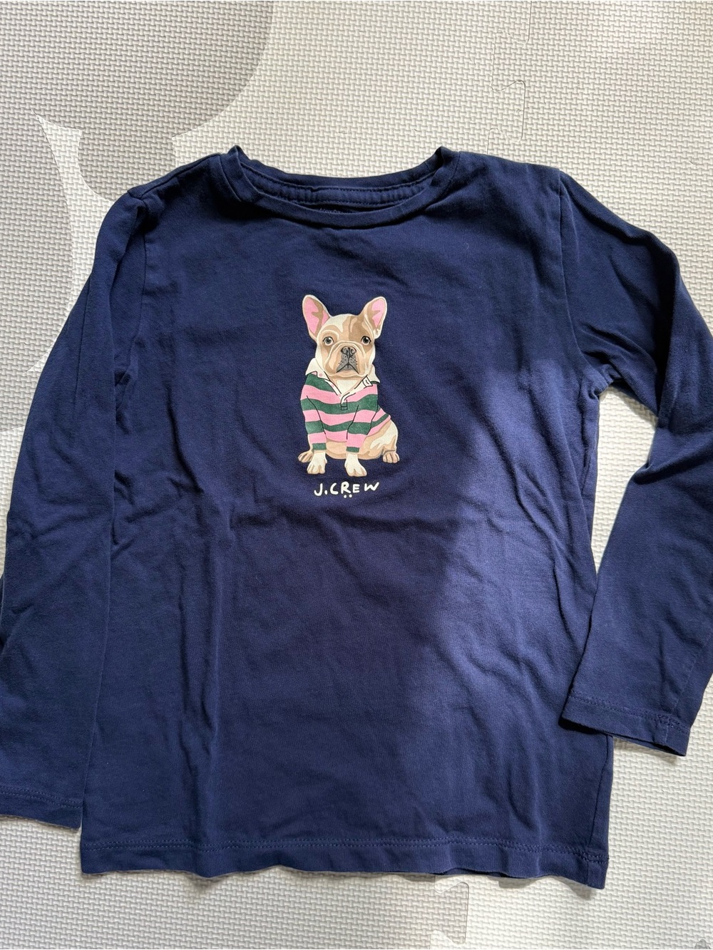 J. Crew Navy Long-Sleeve Tee with Dog Graphic